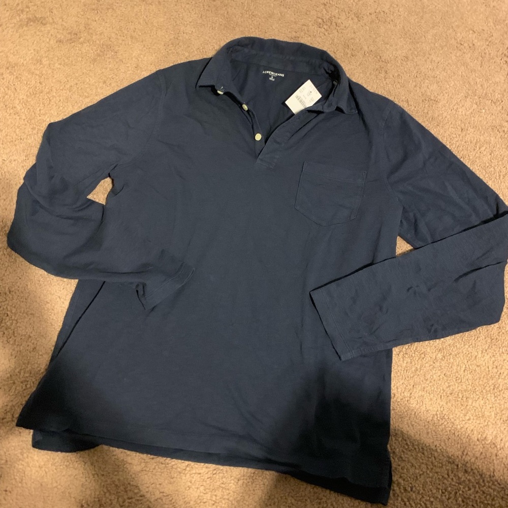 J. Crew navy long sleeve polo NWT